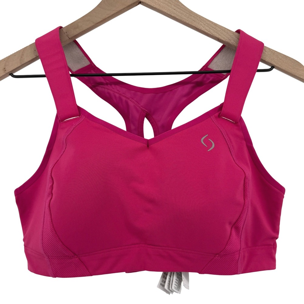 Moving Comfort Juno Racerback Sports Bra Pink Orange 36C Hook Loop 350025